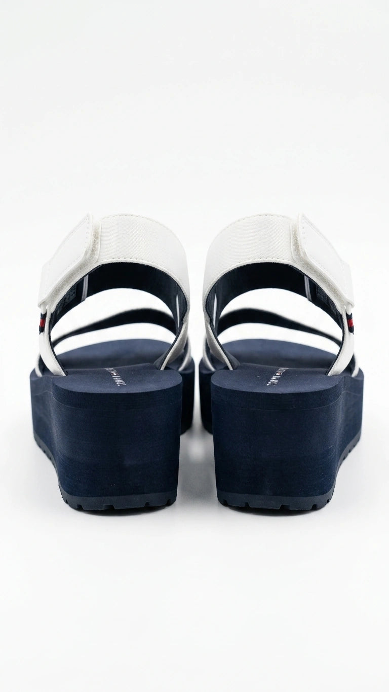 Tommy Hilfiger Women's TH Monogram Platform Sandals - White/Navy