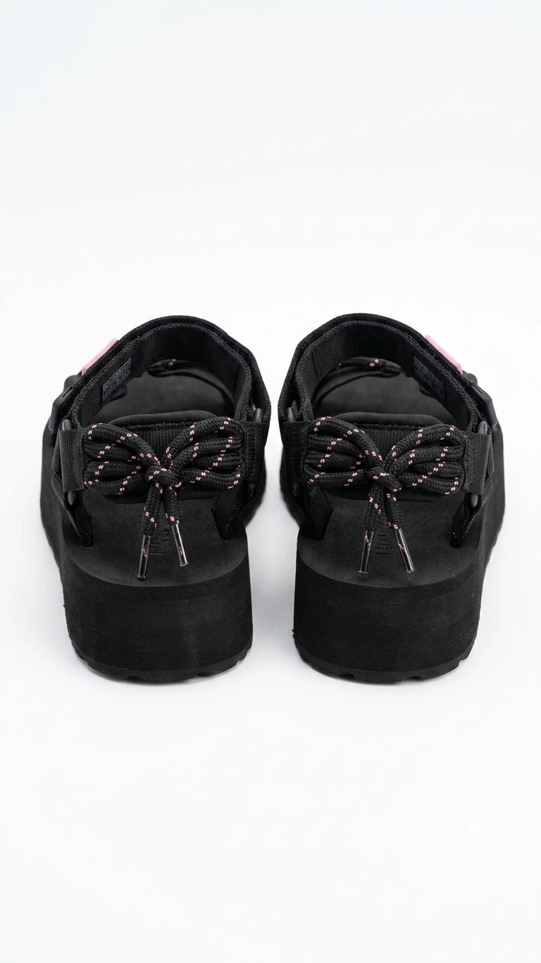 Tommy Hilfiger Women Platform Sport Sandals - Black with Pink Accents