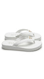 Guess Women's Logo Charm Platform Flip Flops - White