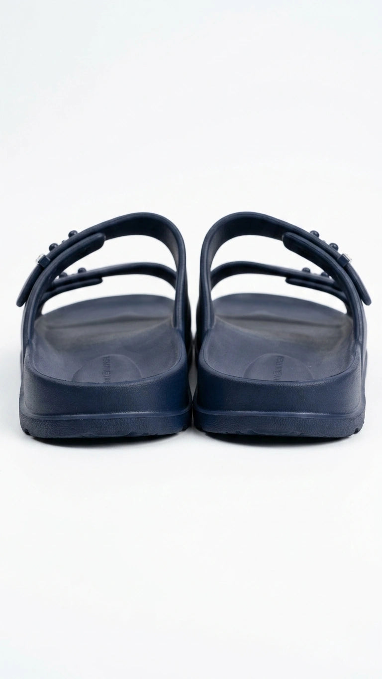 Tommy Hilfiger Two-Strap Adjustable Slides - Navy