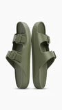 Calvin Klein Men's Two-Strap Buckle Slides - Olive Green