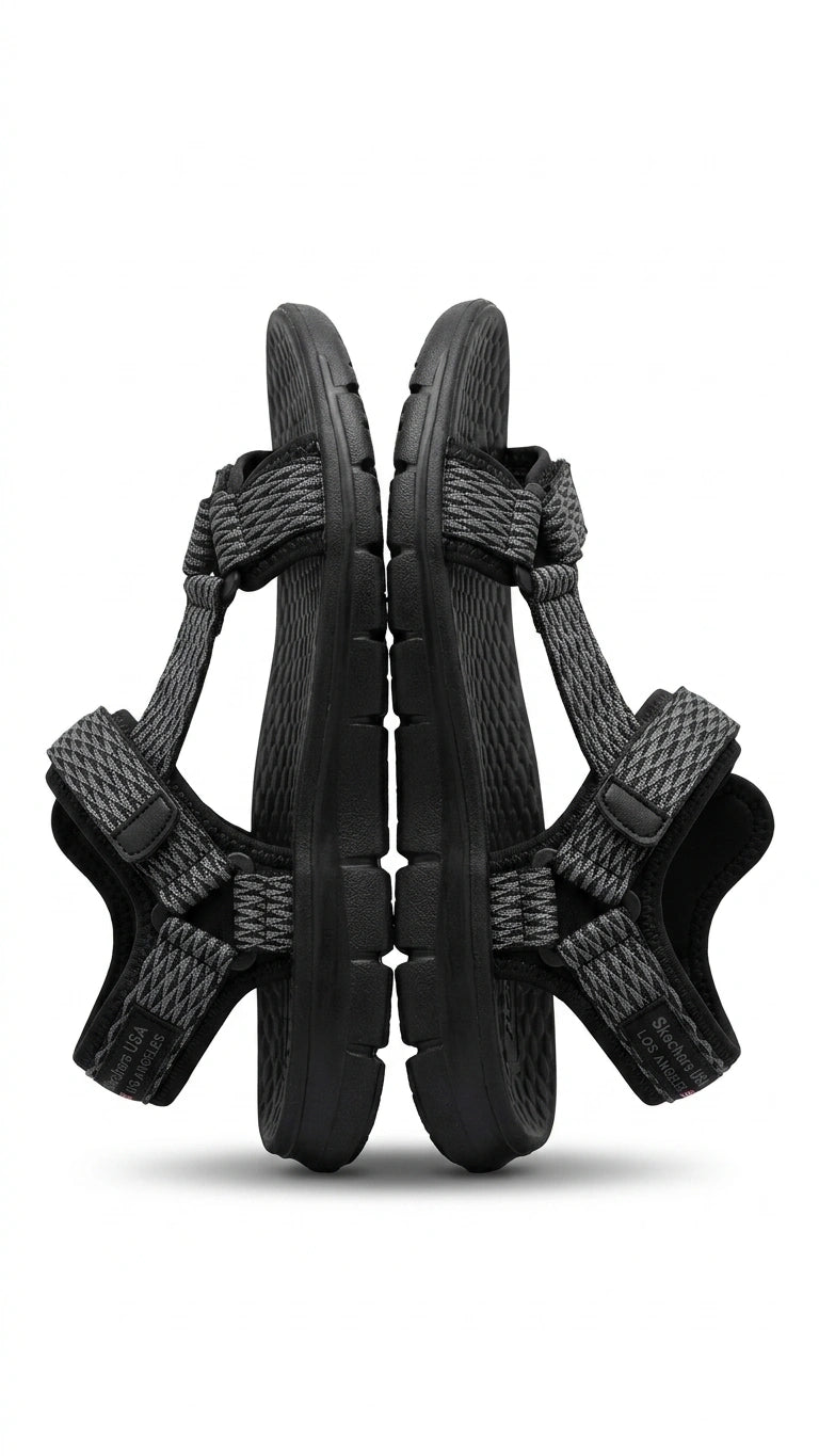 Skechers Men's Adjustable Strap Sport Sandals - Black/Grey