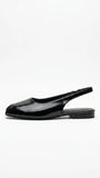 ZARA Women's Patent Peep Toe Slingback Flats - Black