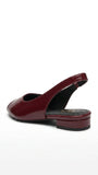 ZARA Women's Patent Slingback Peep Toe Block Heels - Burgundy