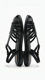 ZARA Women's Woven T-Strap Flat Sandals - Black