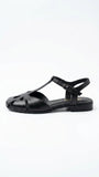 ZARA Women's T-Strap Cutout Low Heel Sandals - Black