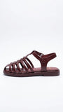 ZARA Women's Woven Fisherman Sandals - Burgundy