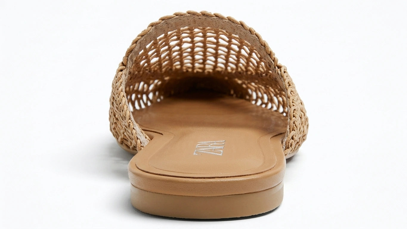 ZARA Women's Woven Slingback Mules - Tan
