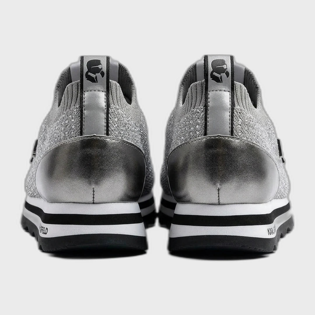 KARL LAGERFELD Women's Knit Wedge Slip-On Trainers - Silver