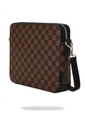 Sprayground Shark Checkered Clutch Bag - Brown