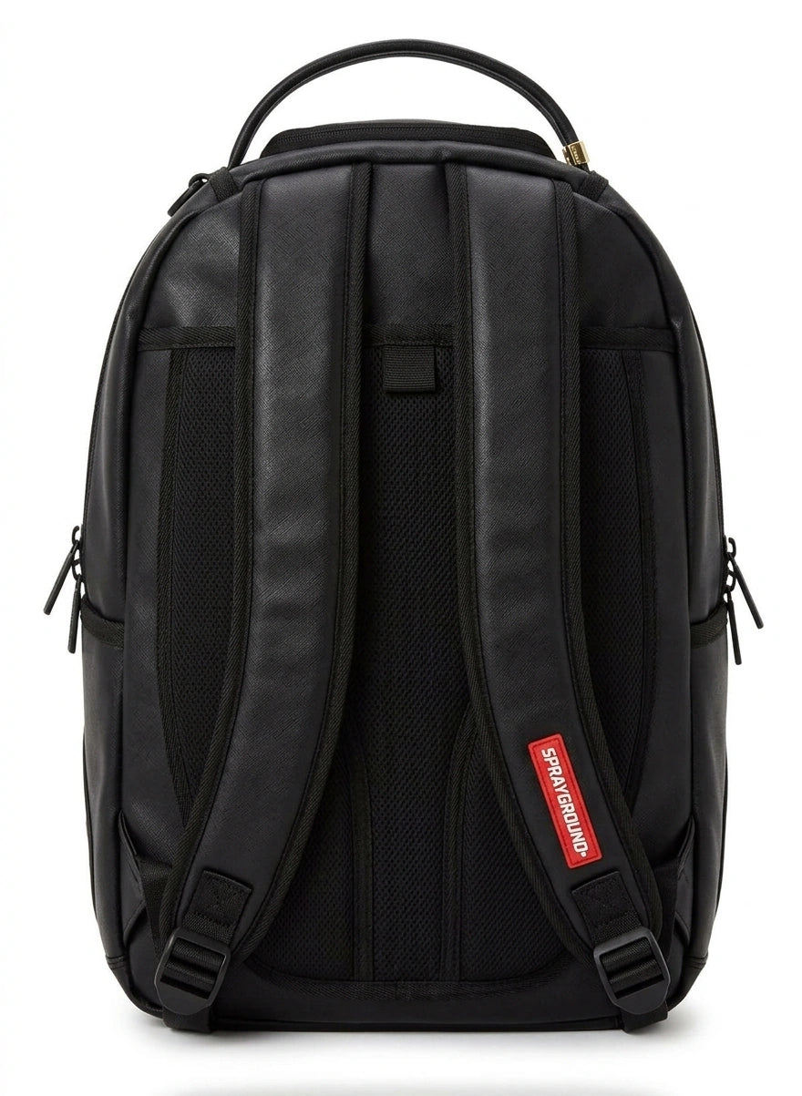 Sprayground Black Pink Sharkmouth DLX Backpack - Black with Pink