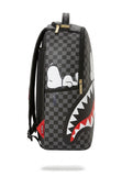 Sprayground Peanuts Snoopy Shark Checkered Backpack - Black Grey