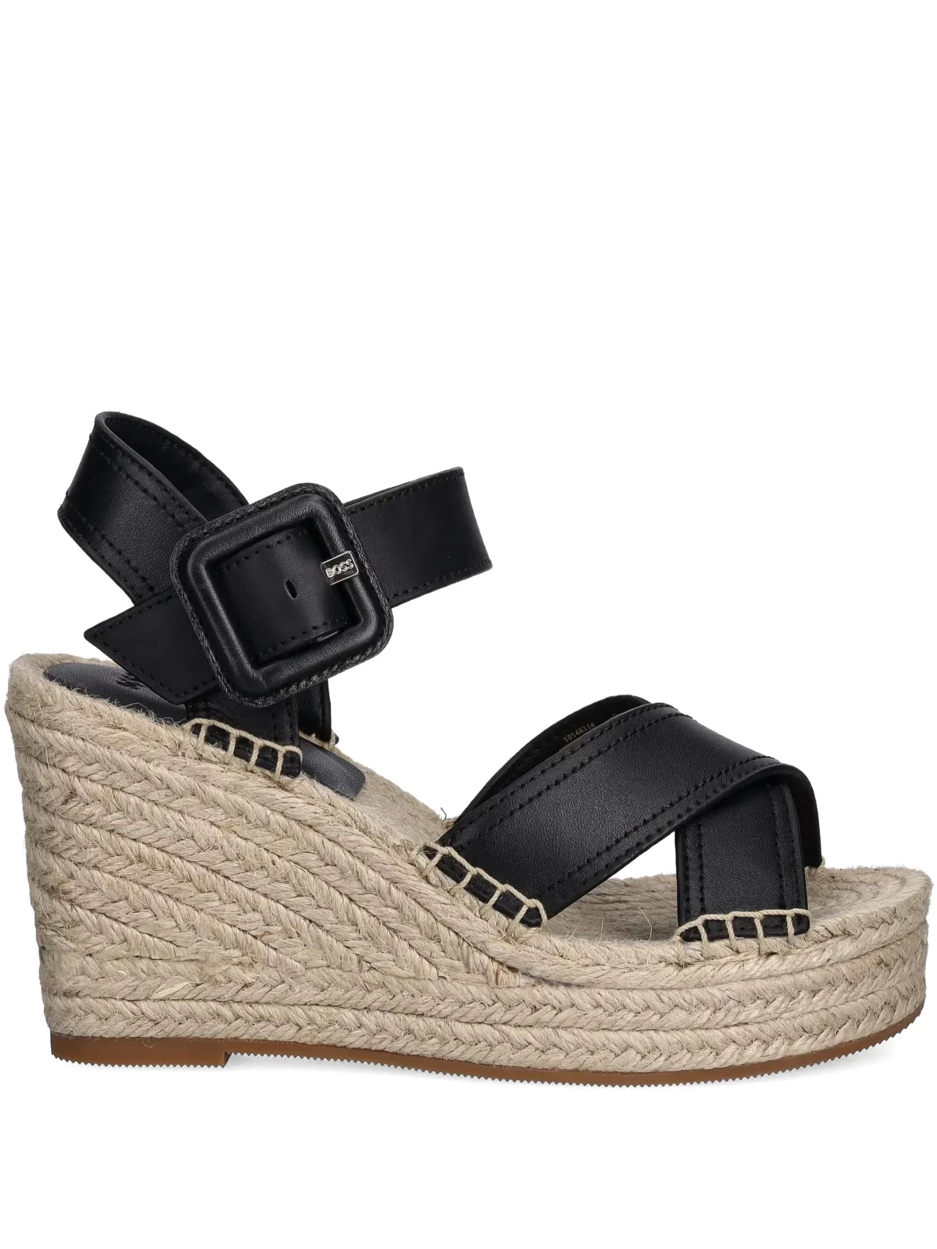BOSS cross-strap wedge espadrilles