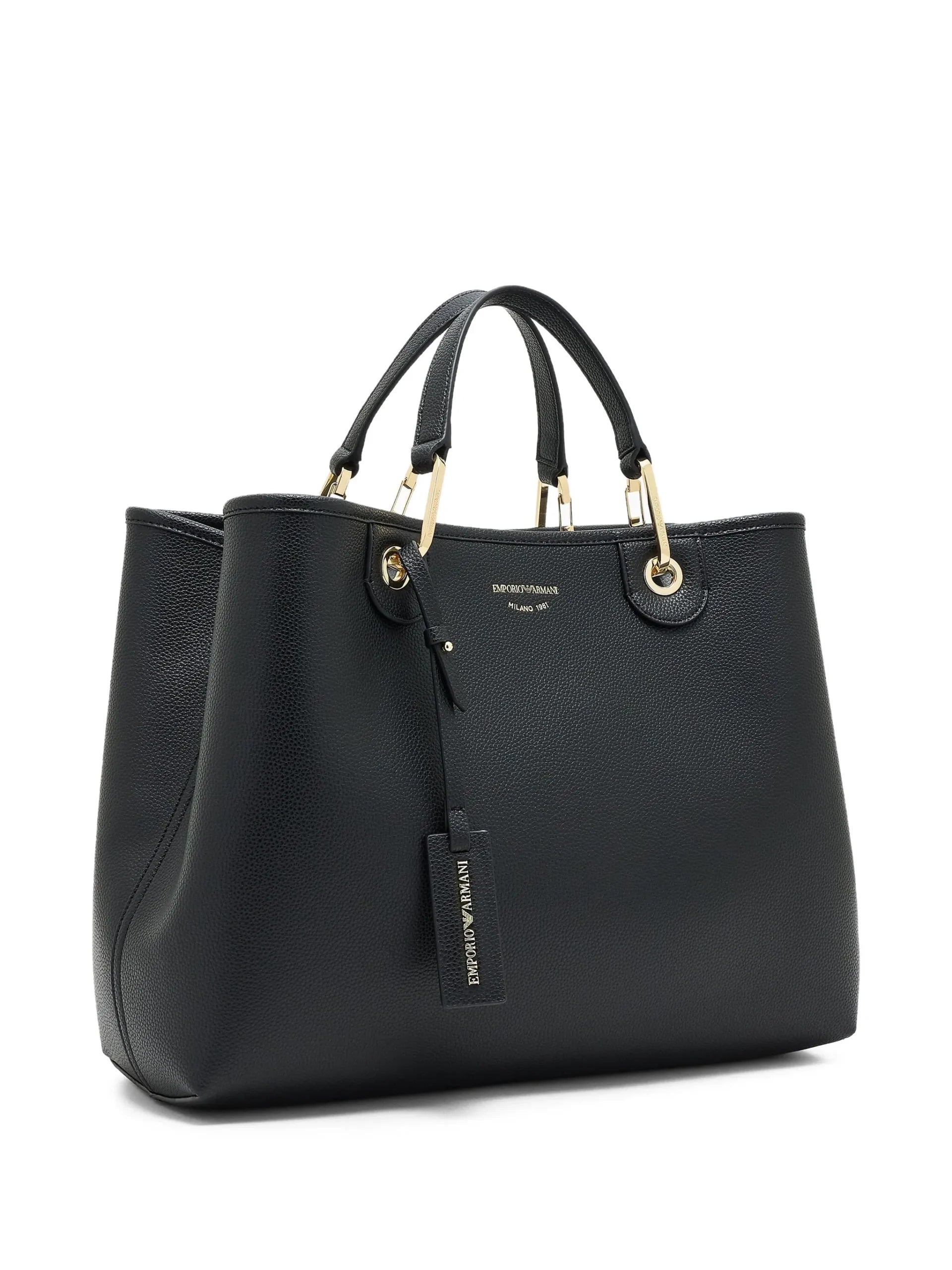 Emporio Armani Medium Grain-leather Tote Bag - Black