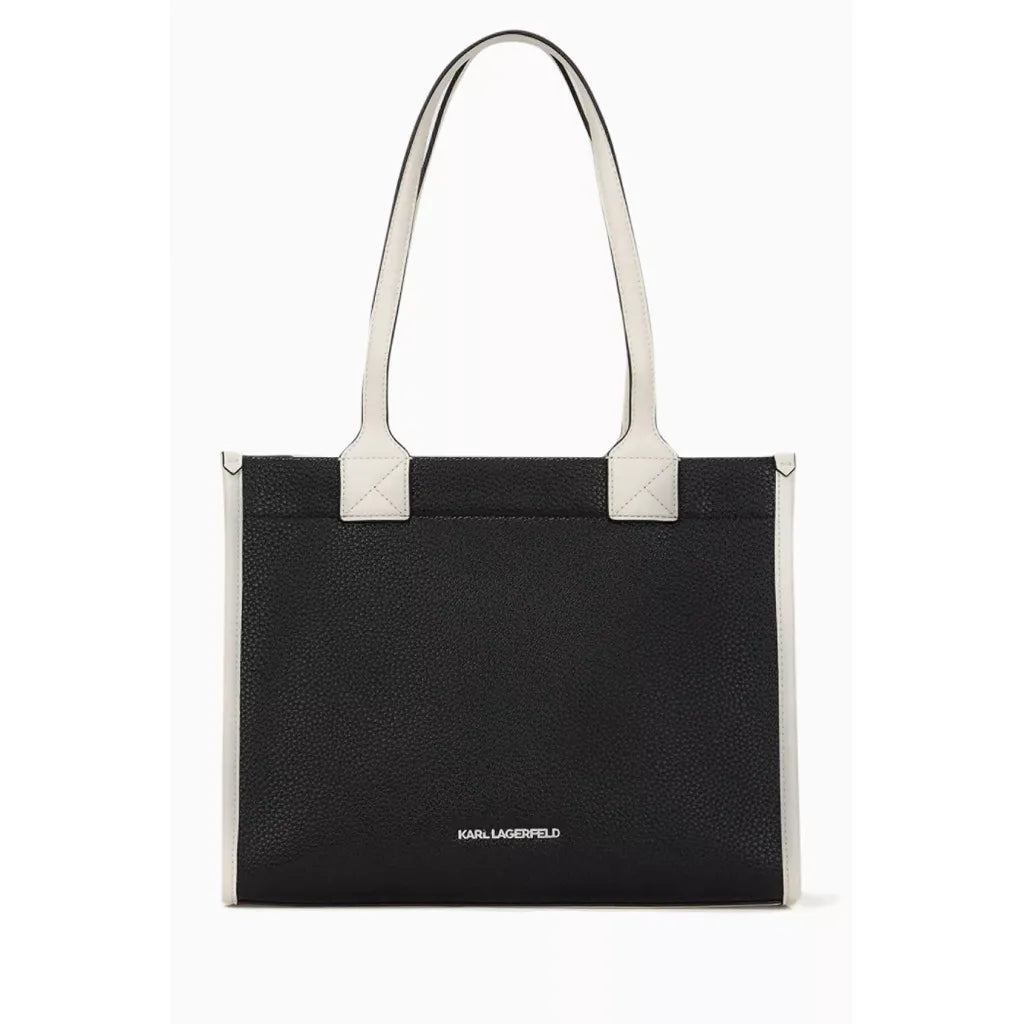 K/Skuare Tote Bag in Grained Faux Leather - Black/Creme