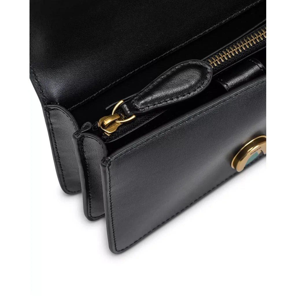 Pinko Love Mini Icon Logo Shoulder Bag - Black & Gold