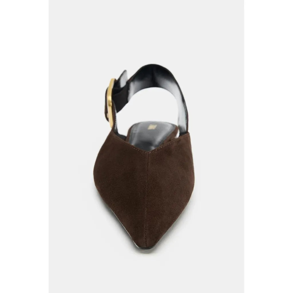SUEDE SLINGBACK SHOES - brown