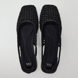 ZARA Black Crochet Pointed Slingback Flats