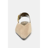 ZARA Split Suede Slingback Shoes With Buckle - Beige