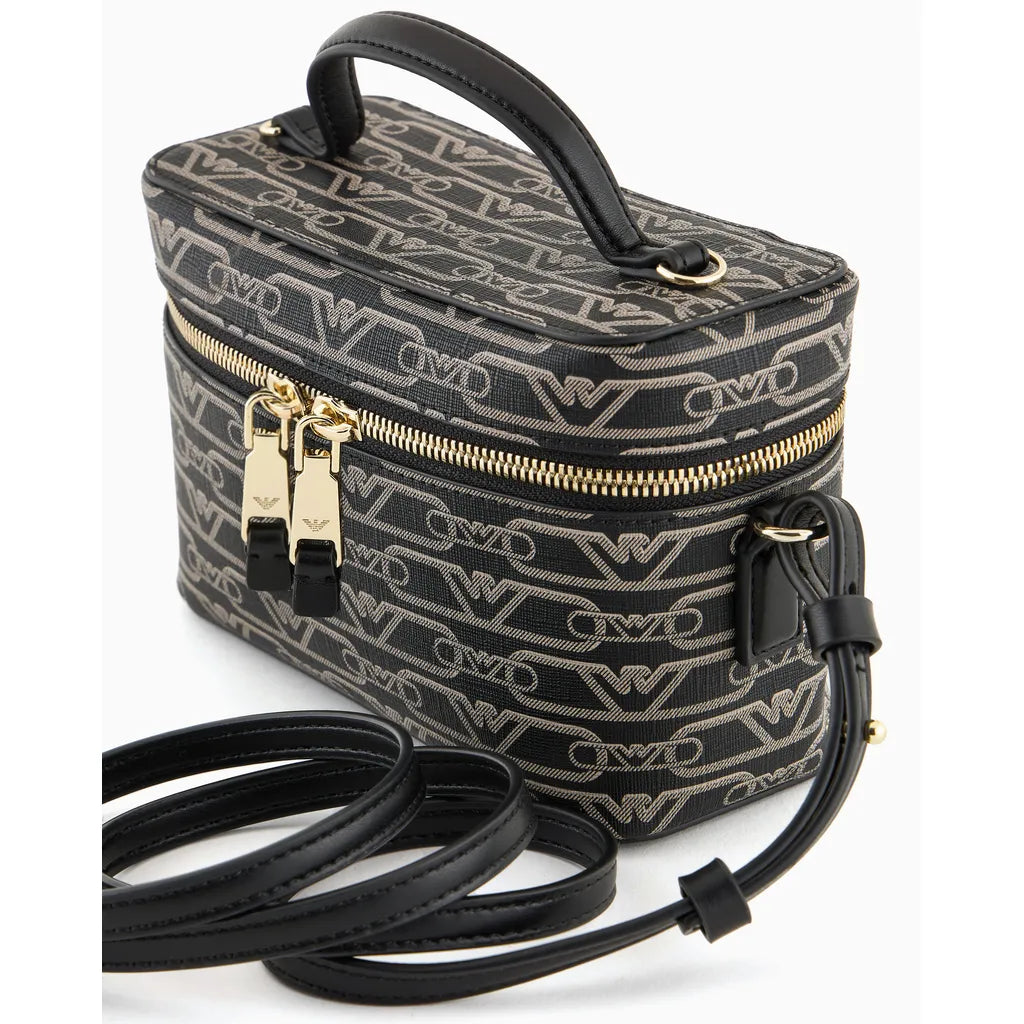 Emporio Armani Washbag with All-Over Monogram Print