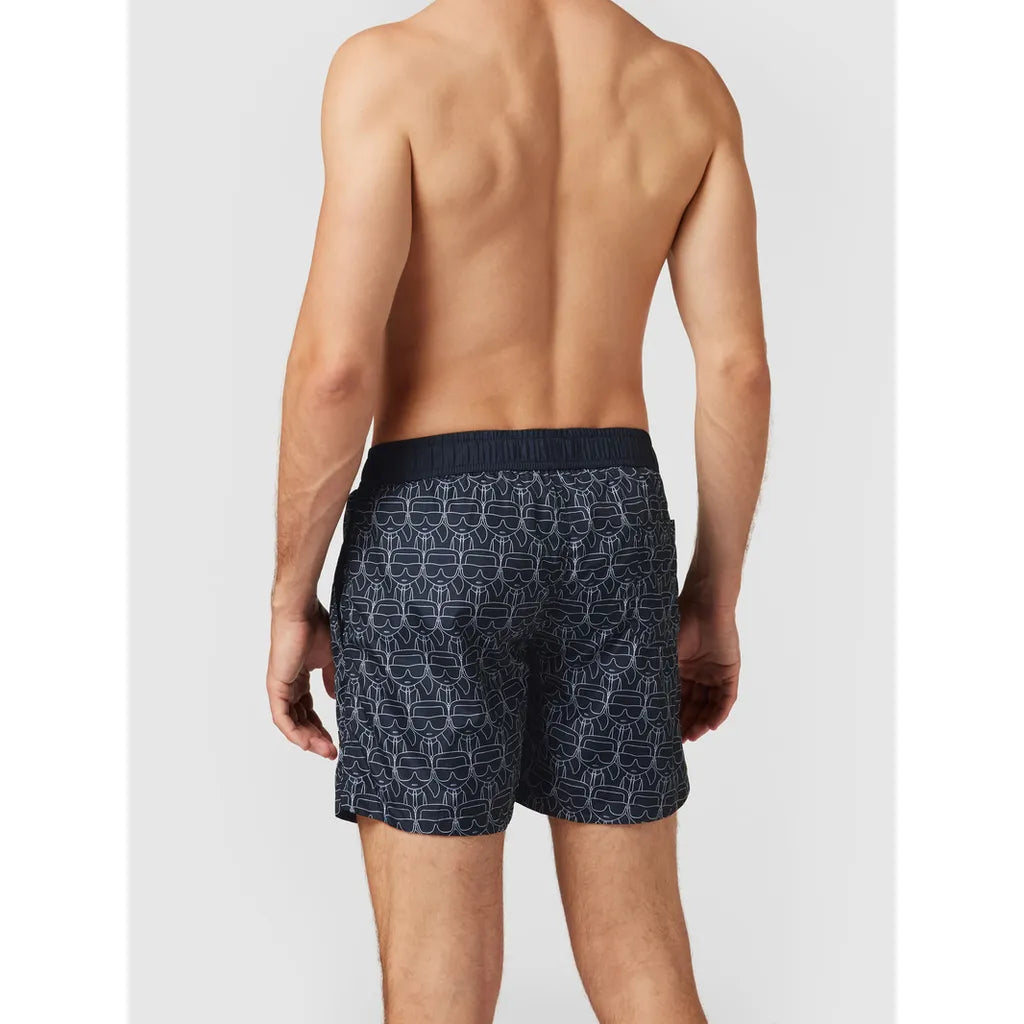 Karl Lagerfeld Ikonik All-Over-Print Board Shorts - Black