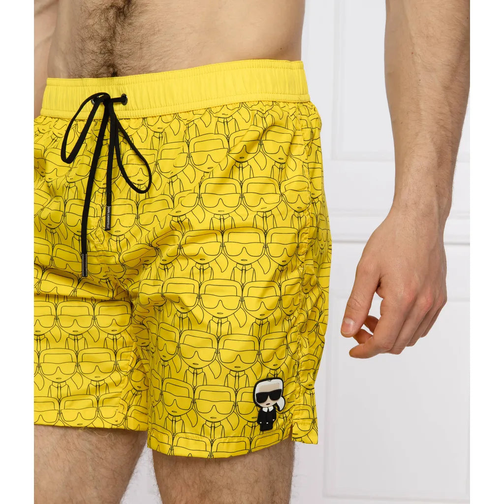 Karl Lagerfeld Ikonik All-Over-Print Board Shorts - Yellow