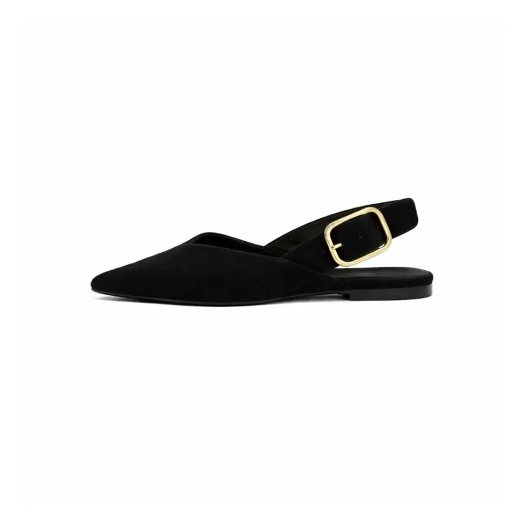 ZARA SPLIT SUEDE WITH BUCKLE Sandals Women - Black