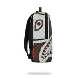 CREAM AND BROWN TEAR CHECK BACKPACK