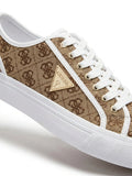 GUESS Women's Low-Top Monogram Print Lace-Up Sneakers - Brown/White
