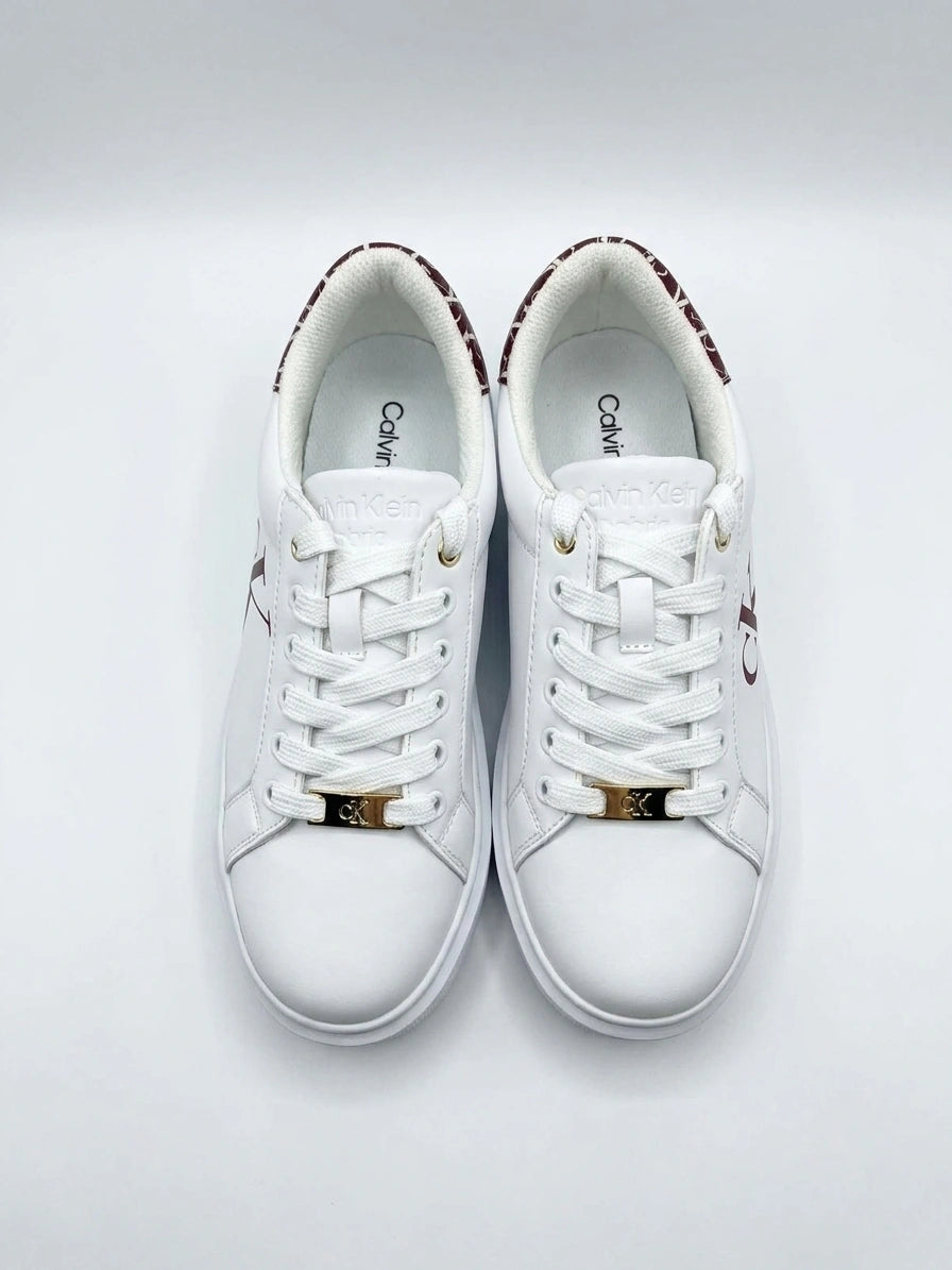 Calvin Klein Women's Low Top Platform Sneakers - White/Burgundy