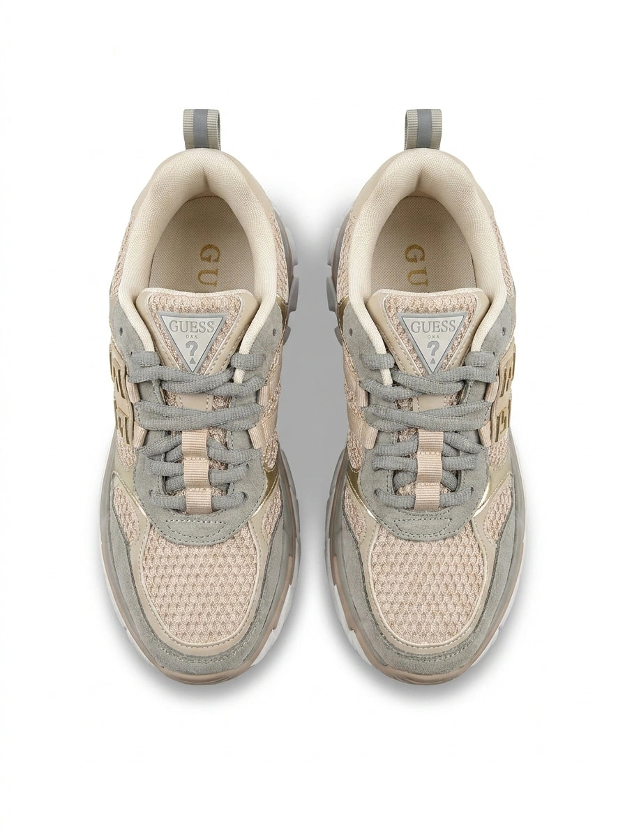 GUESS Women's Chunky Trainers - Beige Gold Multi