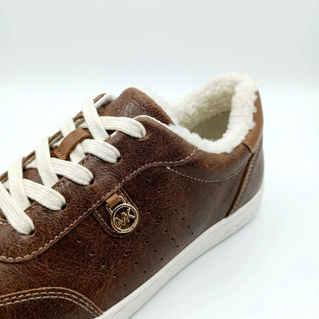 Scotty Distressed Leather and Sherpa Sneaker