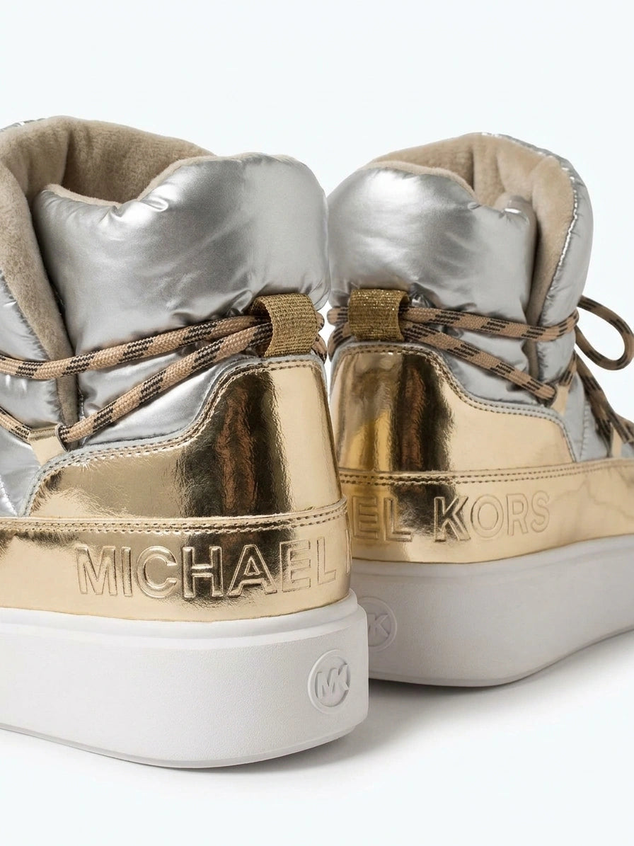 Michael Kors Women Gina Puffer Boots - Silver/Gold