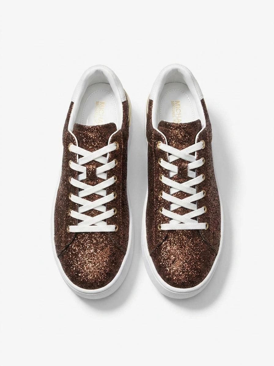 Michael Kors Women's Glitter Platform Lace-Up Sneakers - Bronze