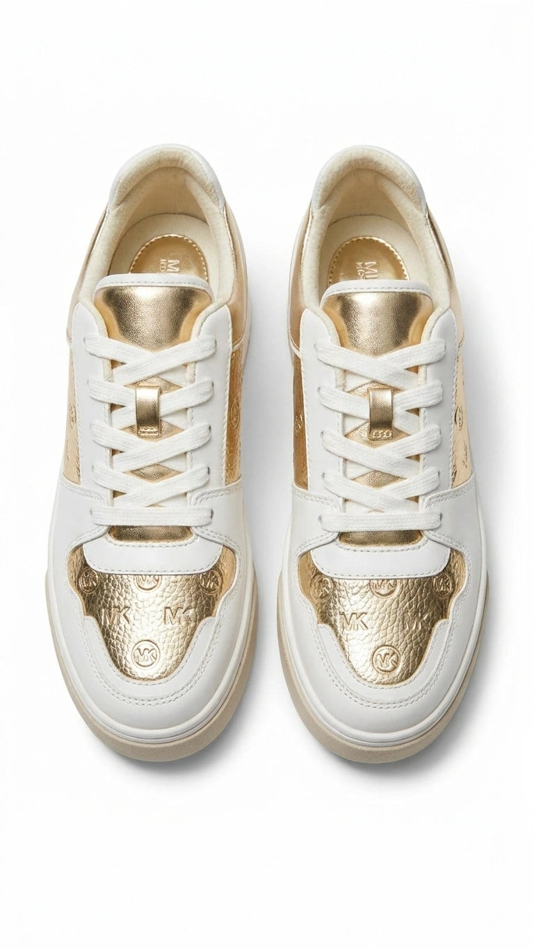 Michael Kors MK Logo Low-Top Sneakers - White Gold