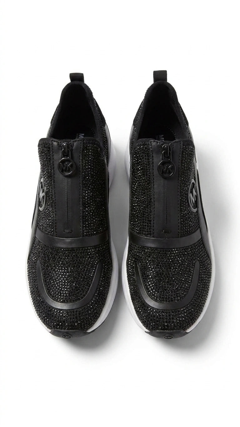 Michael Kors Women's Studded Zipper Slip-On Sneakers - Black