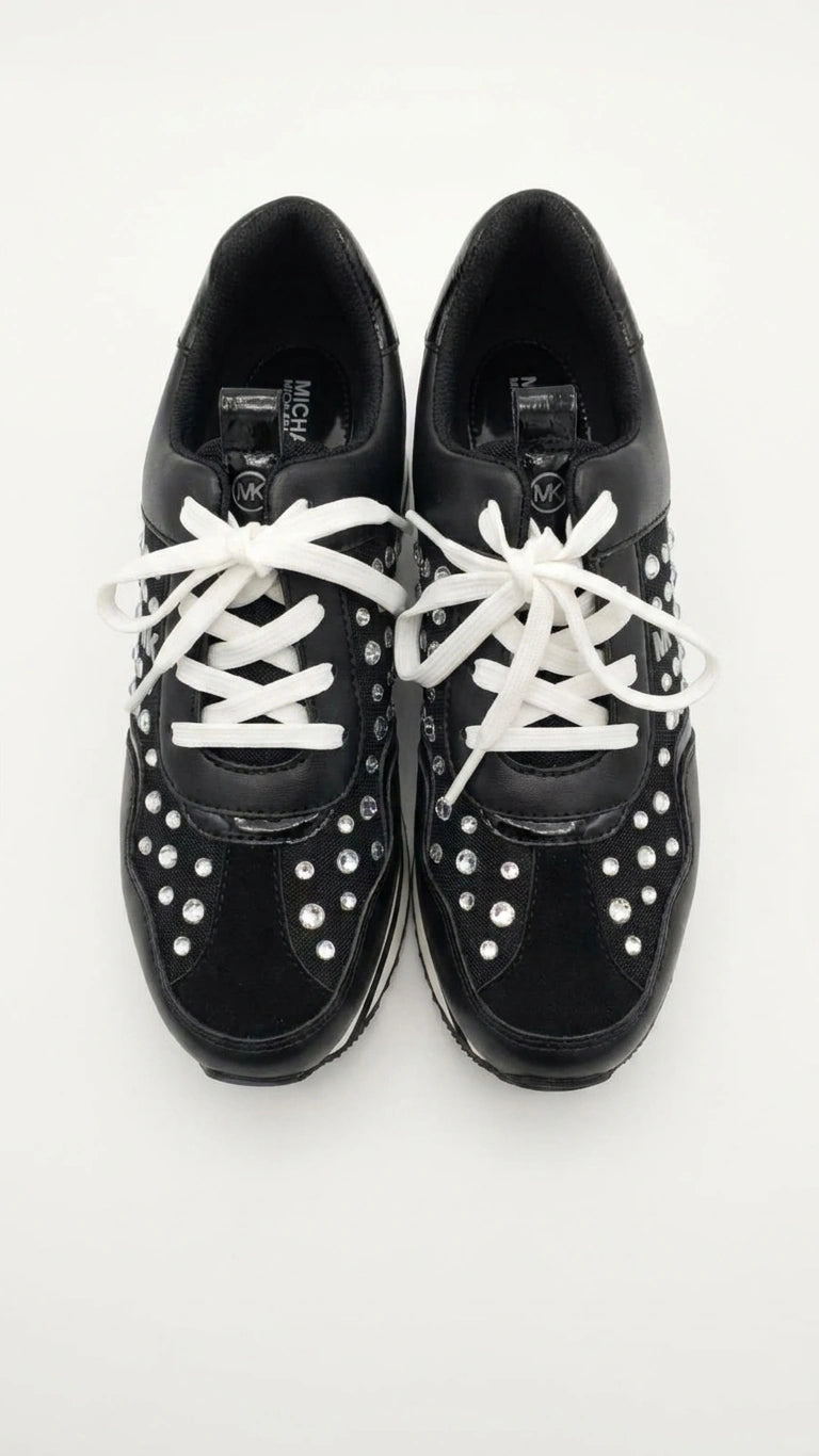 Michael Kors Women's Studded Wedge Trainers - Black/White