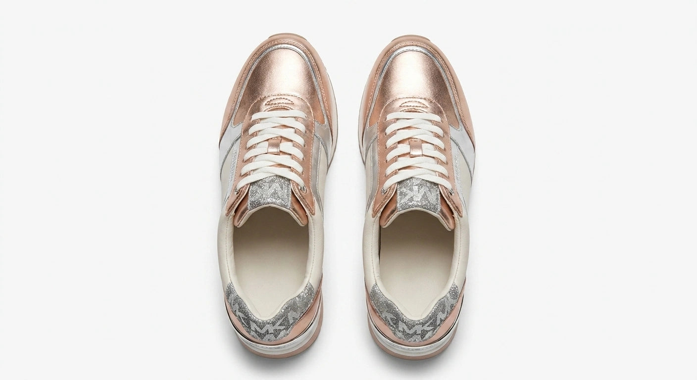 Michael Kors Women's Lillie Panelled Trainers - Cream Rose Gold