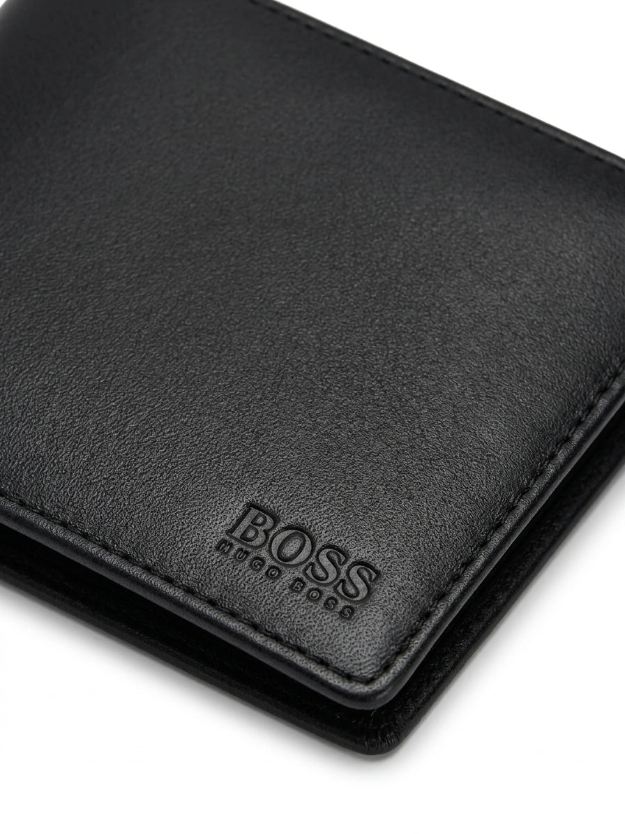 BOSS Leather Bi-Fold Wallet - Dark Blue