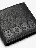 BOSS Men's Embossed Logo Leather Bi-Fold Wallet - Black
