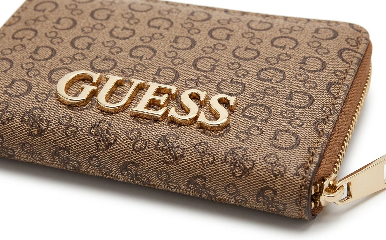 GUESS Women's Signature Monogram Zip-Around Wallet - Brown