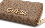 GUESS Women's Signature Monogram Zip-Around Wallet - Brown