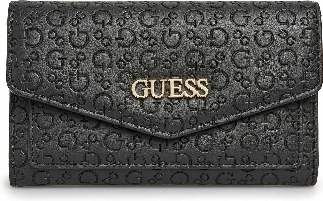 GUESS Women's Laurel Embossed Logo Flap Wallet - Black