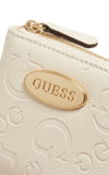 Guess G Logo Debossed Zip Around Wallet - Cream