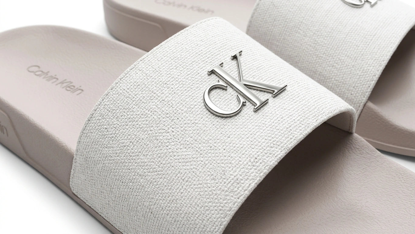 Calvin Klein Women's CK Logo Pool Slides - Nude
