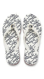 Tommy Hilfiger Women Script Logo Print Flip-Flops - White/Navy
