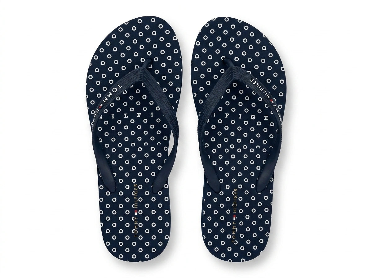 Tommy Hilfiger Women's Polka Dot Flip Flops - Navy Blue
