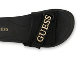 GUESS Women's Branded Monogram Platform Slides - Black Gold