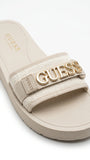 Guess Women's Logo Strap Platform Slides - Beige