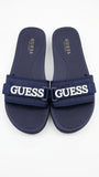 GUESS Women's Raised Logo Strap Slides - Navy